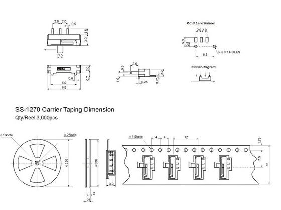 SS-1270L撥動開關(guān)規(guī)格圖